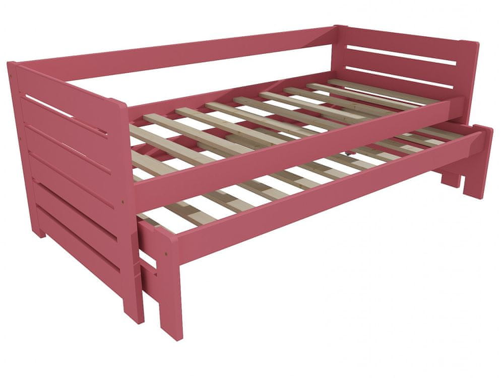 eoshop Detská posteľ s výsuvnou prístelkou DPV 011 (Rozmer: 90 x 200 cm, Farba dreva: farba ružová)